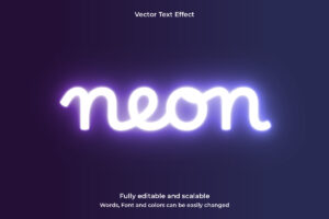 purple neon text effect fully editable